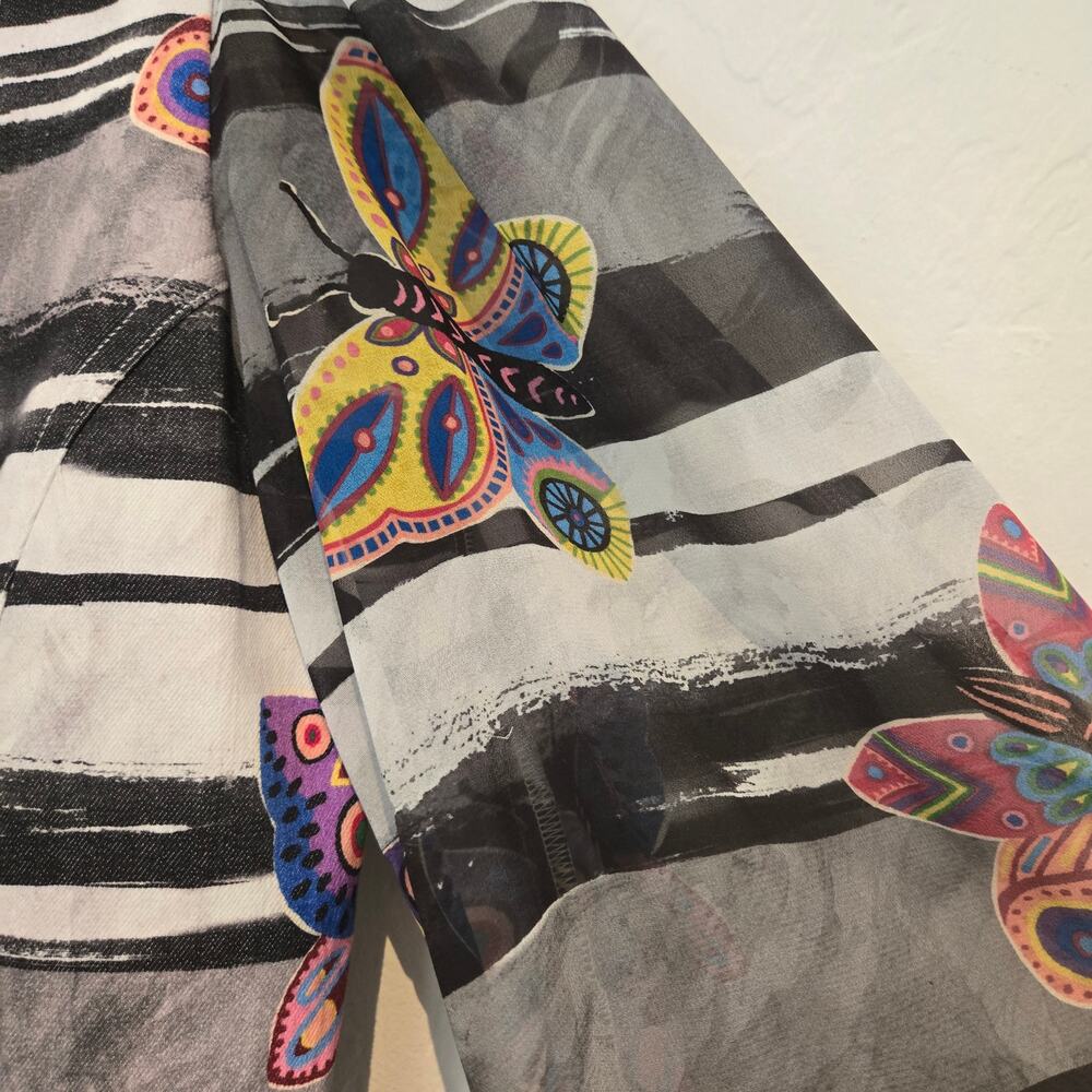 Autumn Adeigbo Butterfly Fit & Flare Dress Size 12 Long Sleeve Zip Front Mini - Picture 7 of 11
